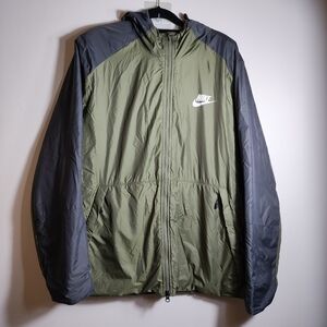 Nike Nylon Parka Jacket Gray /Green Men's Size XXL (Tiny Flaw)